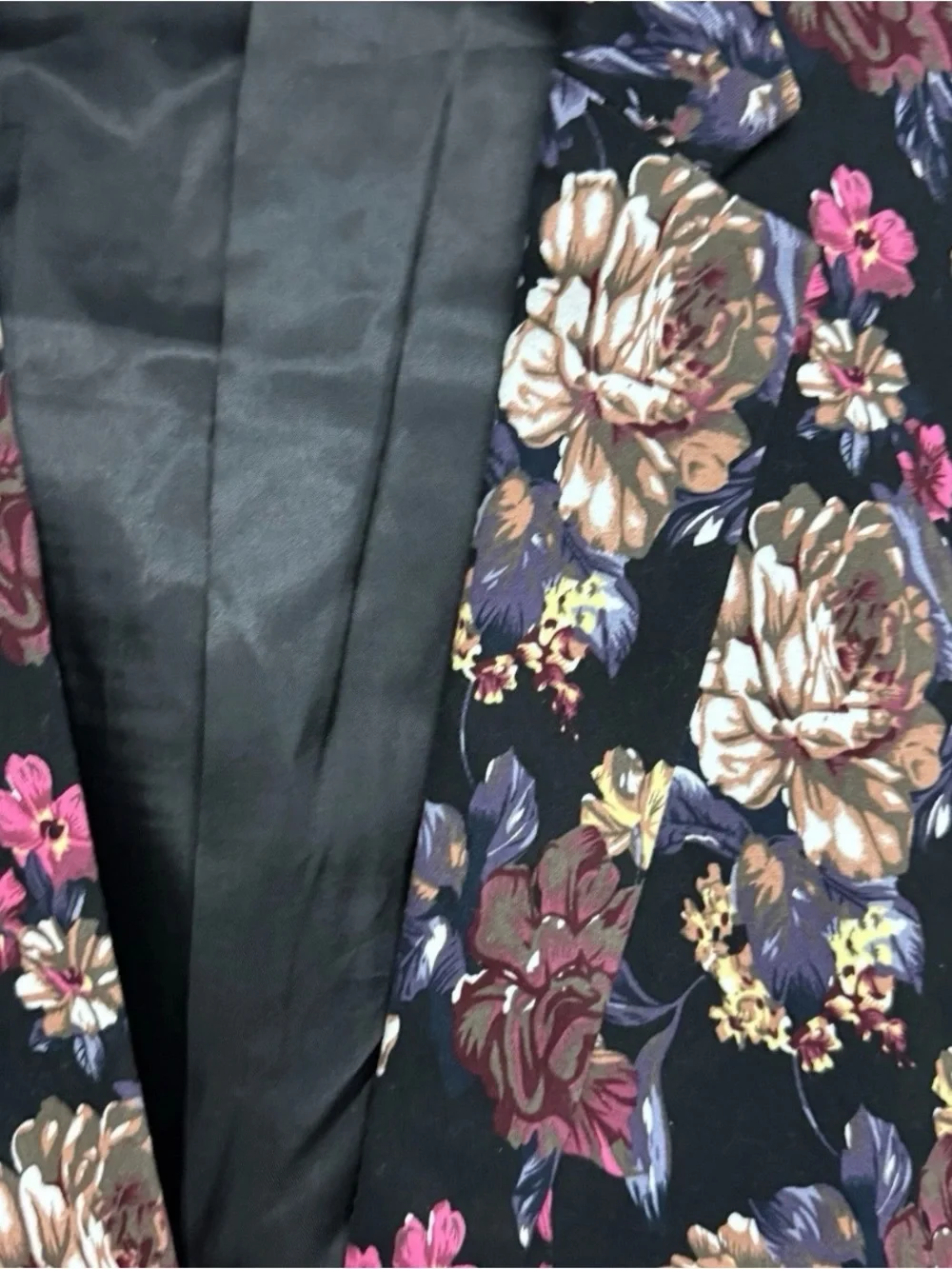 Men’s XL Black Floral Print Blazer Sport Coat Single Button Statement